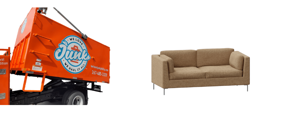 2 we love junk truck on the left and a couch on the right