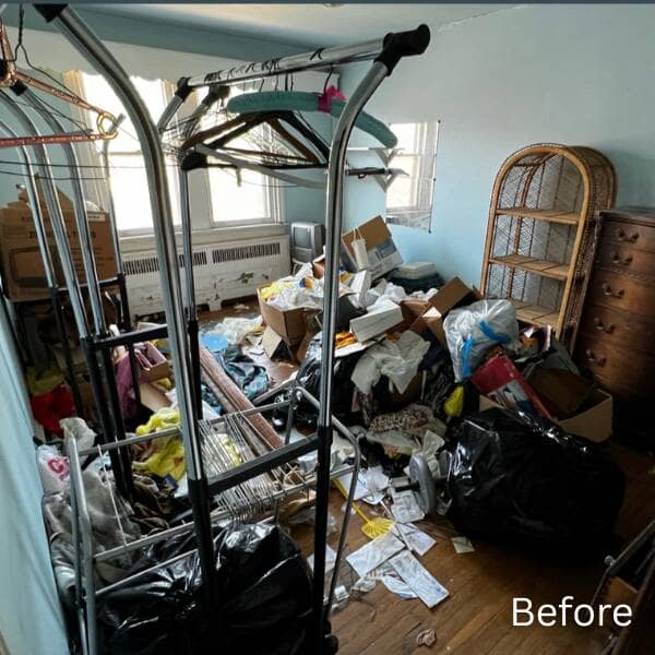 philadelphia-apartment-cleanout-before-junk Cluttered apartment filled with junk before cleanout
