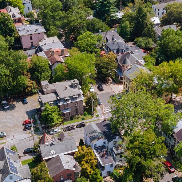 aerial view of Burlington NJ neighborhood