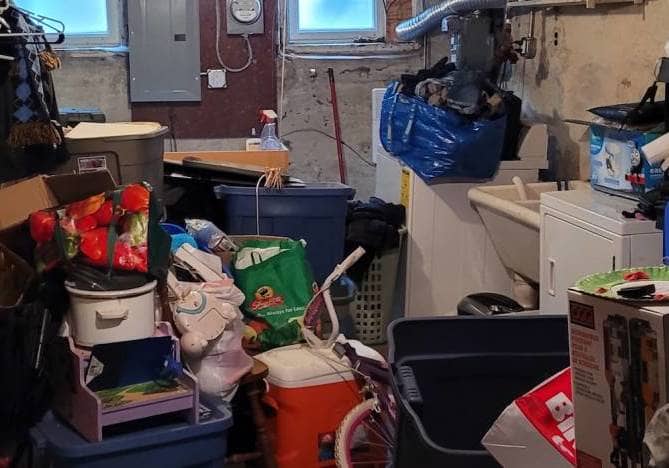 Philadelphia Hoarder Cleanup before Philadelphia hoarder cleanup in basement